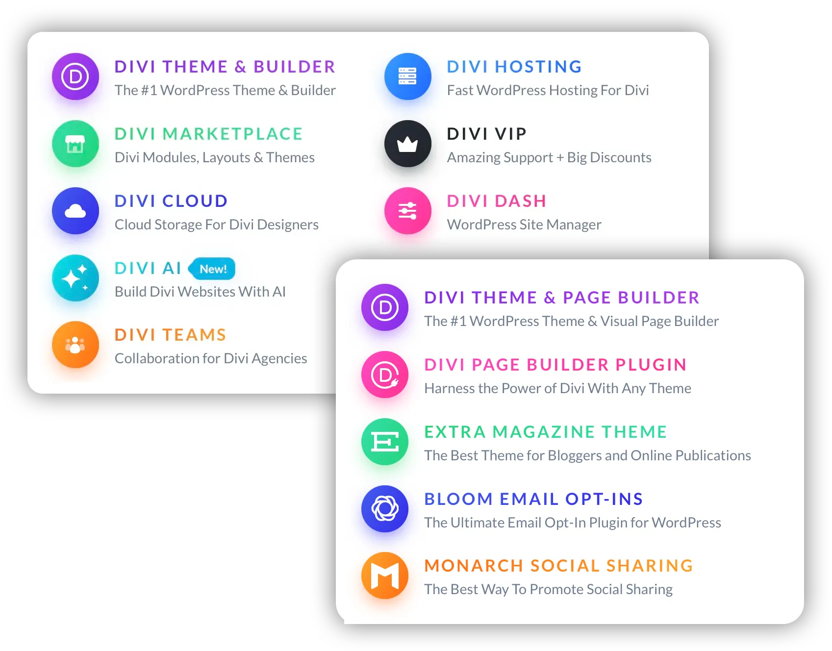 image of Divi extras menu options